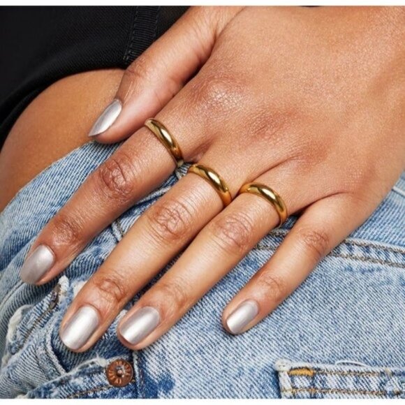 Gold Dome Ring Waterproof Stacking Ring Non-tarnish Gold Ring sz 6-8 PRETTY - Picture 7 of 15